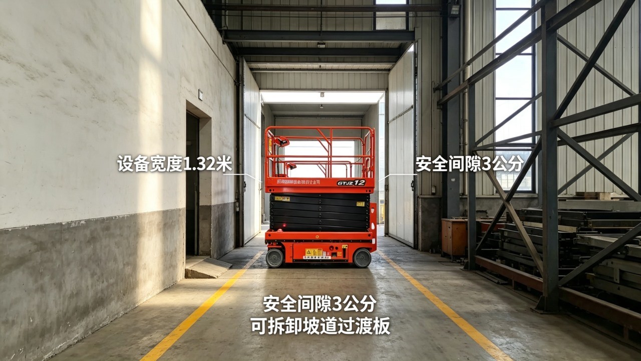 自行式升降平台在窄通道中实际运行的现场实拍图.jpg