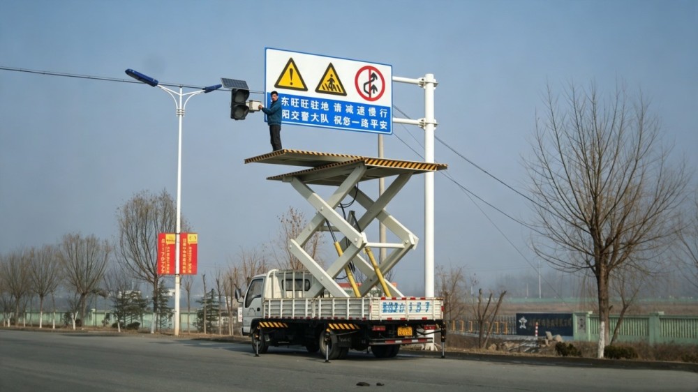 车载式高空作业平台作业实拍图