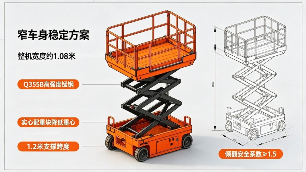窄型剪叉臂升降平台车结构示意图