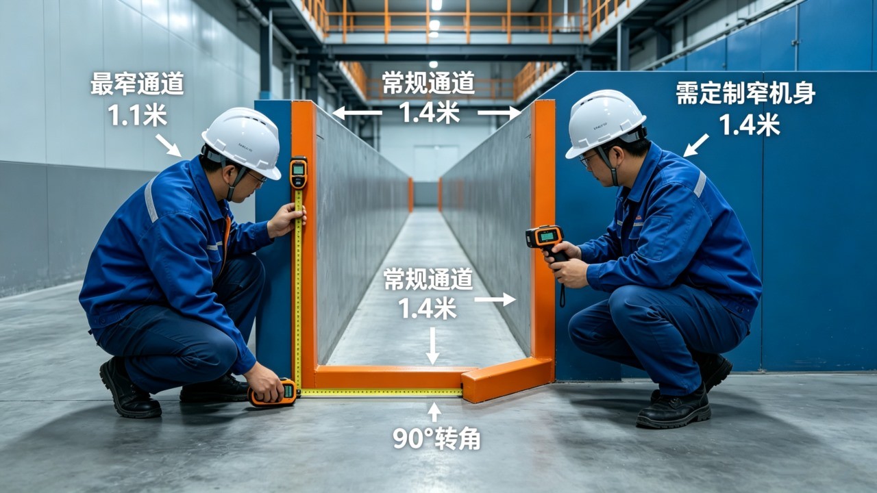 技术员现场测量通道宽度.jpg