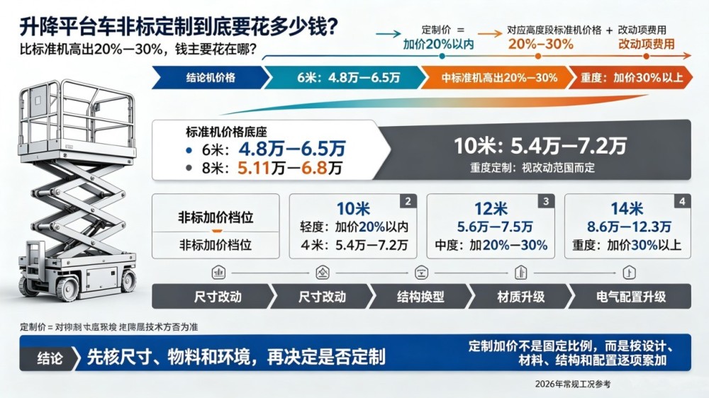 升降平台车非标定制到底要花多少钱_比标准机高出20%-30%花在哪?