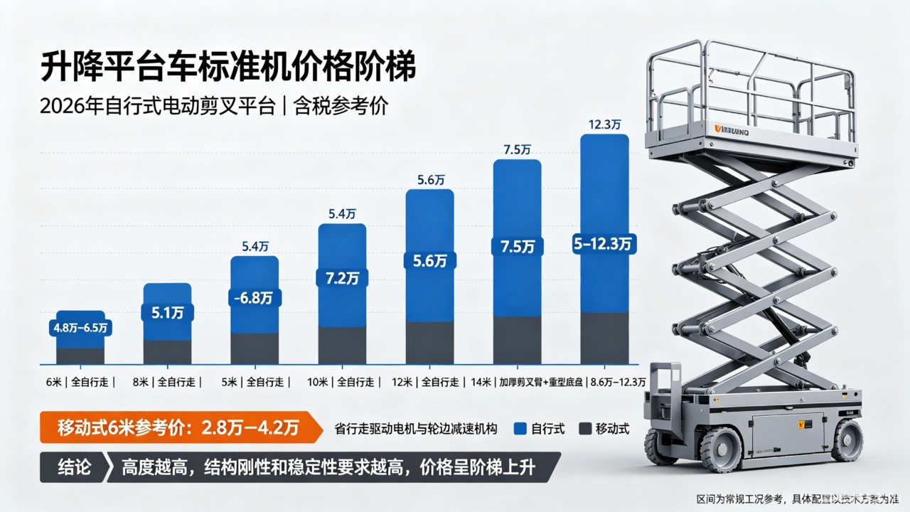 升降平台车标准机2026年价格阶梯示意图