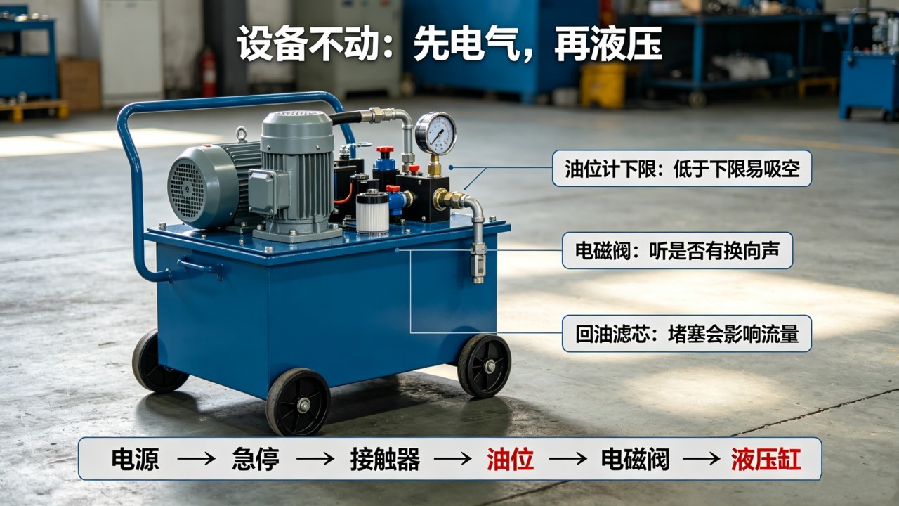 升降平台车液压泵站标注图