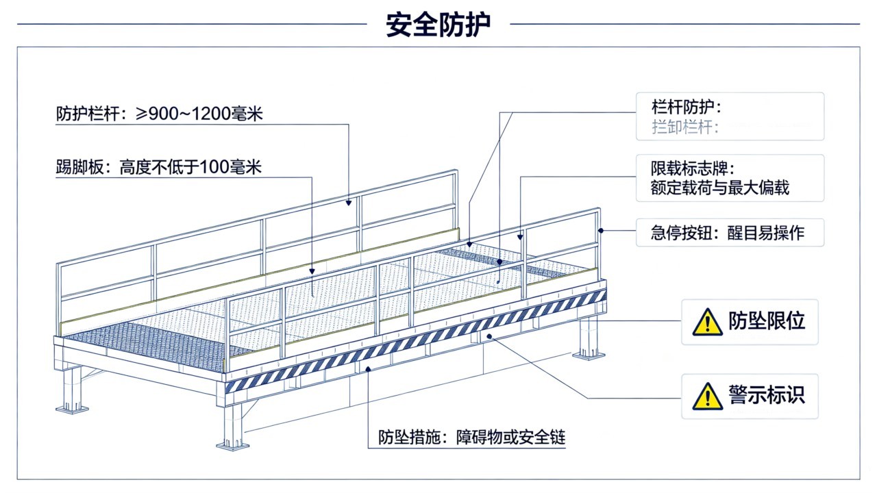 装卸货平台安全防护标注图