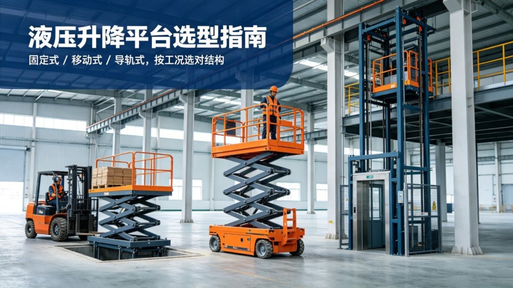 液压升降平台选型指南_固定式/移动式/导轨式哪种更适合?